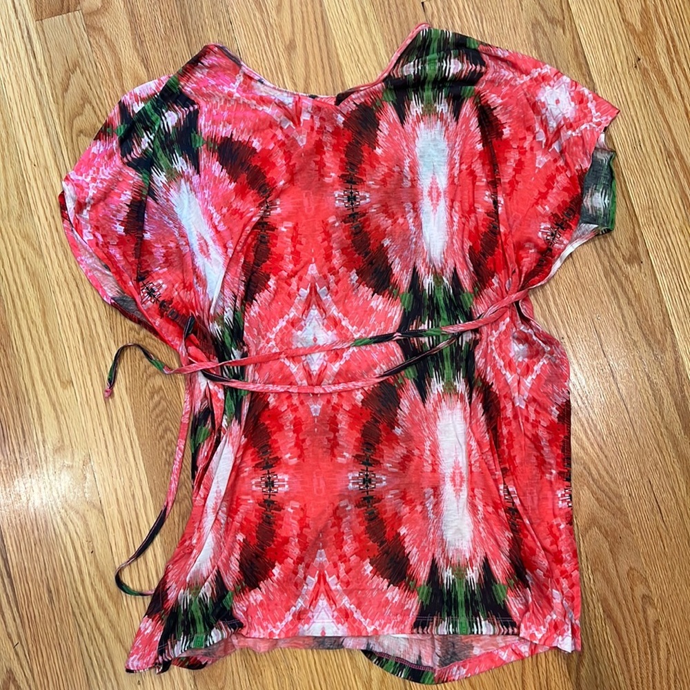 Pink pattern bathing suit cover up